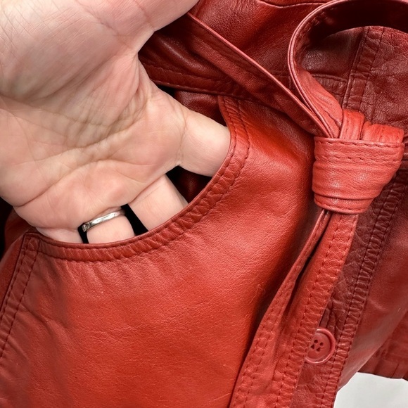 NORDSTROM POINT OF VIEW Vintage genuine leather button hooded jacket. SMALL - Picture 3 of 12